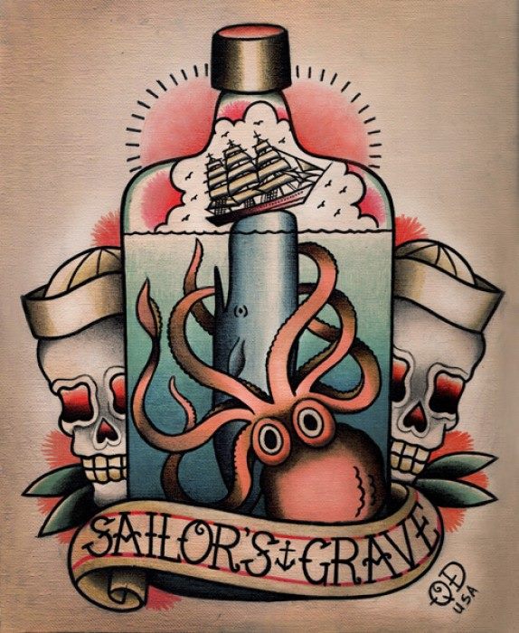 Awesome Navy Old School Tattoo Design