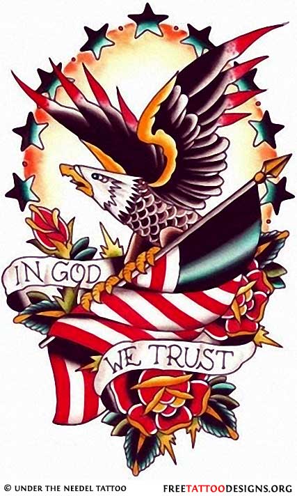 Awesome Old School American Eagle Symbol Tattoo Design