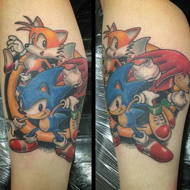 Awesome Sonic And Tails With Knuckles Tattoo.