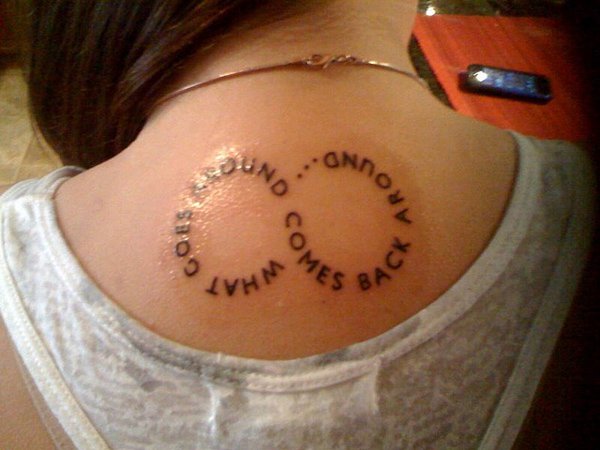 Awesome Words Infinity Symbol Tattoo On Nape For Girls