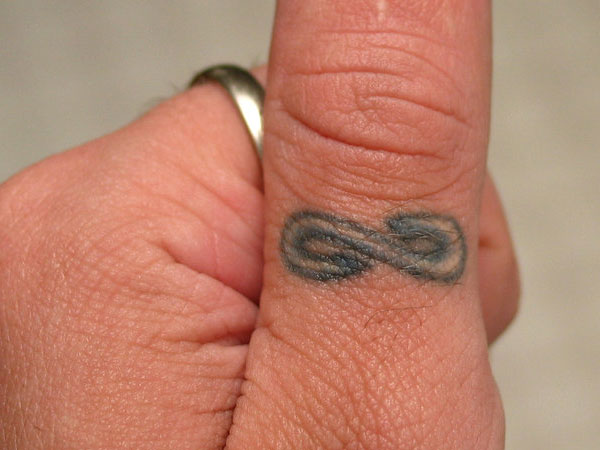 Awful Infinity Symbol Tattoo On Thumb