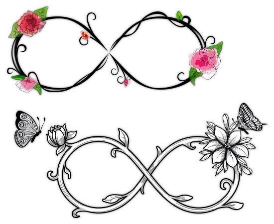 Beautiful Flowers Infinity Symbol Tattoo Design