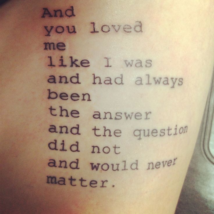 Beautiful Lettering Poem Tattoo