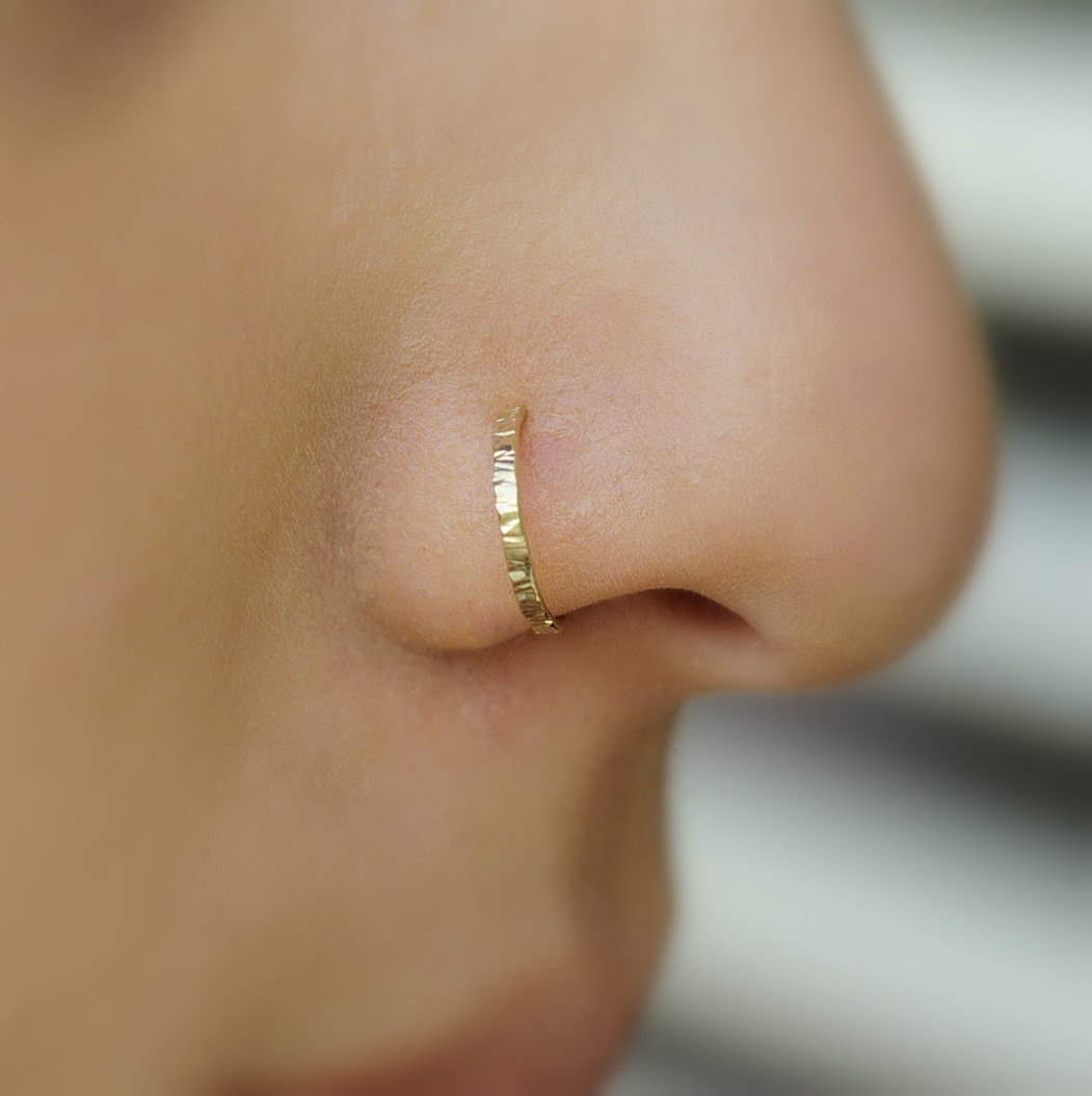 Beautiful Nostril Piercing With Gold Ring