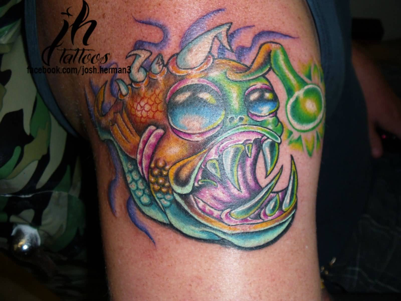 Best Ink Angler Fish Tattoo On Shoulder