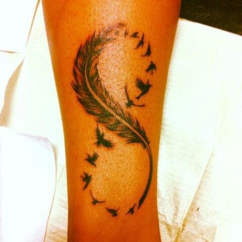 Birds And Feather Infinity Symbol Tattoo On Arm By Juliet