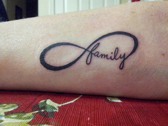 Black Family Infinity Symbol Tattoo On Arm Sleeve