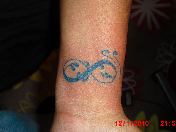 Blue Infinity Symbol Tattoo On Wrist