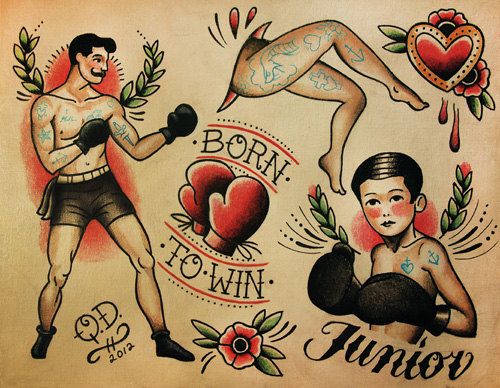 Boxing Old School Tattoos Sample Set