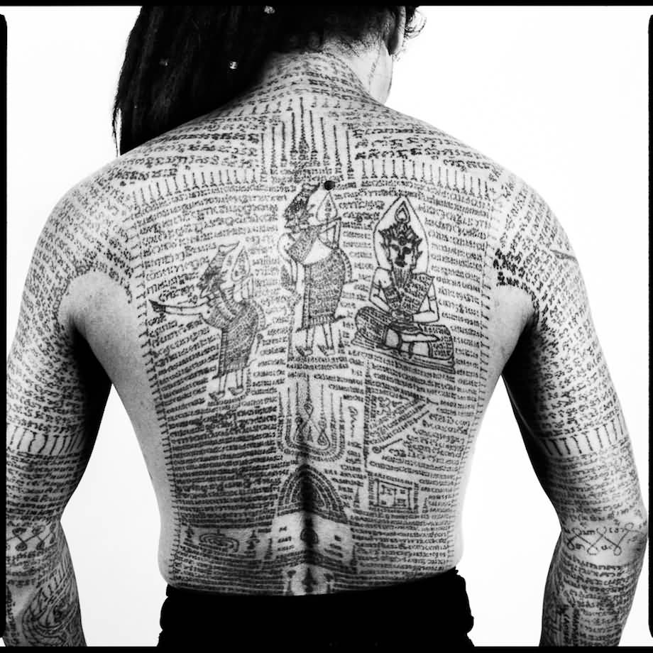 Brilliant Religious Thai Tattoo On Full Back For Girls