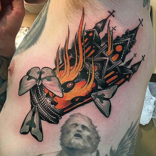 Burning Church Lantern Tattoo On Side Rib By Challenjer