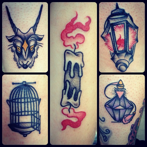 Candle With Lanterns Tattoos