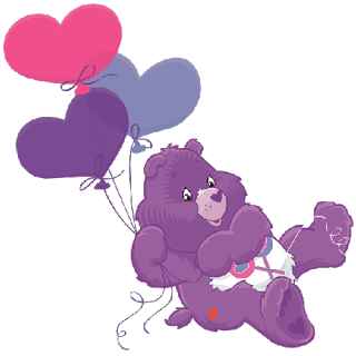 Care Bear Hanging With Heart Balloons