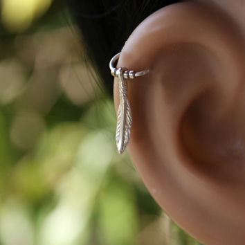 Cartilage Feather Hoop Piercing For Girls