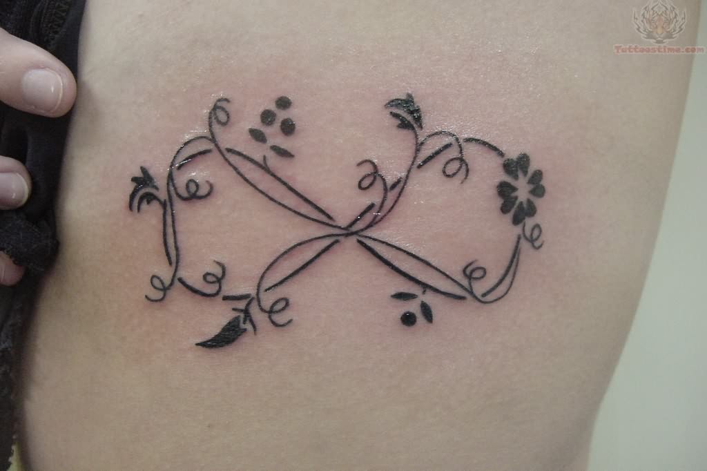 Classic Flowers Infinity Symbol Tattoo