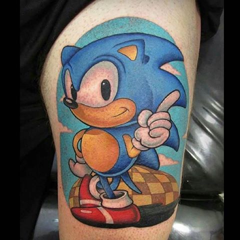 Colorful Sonic Tattoo By Corazondeorok.