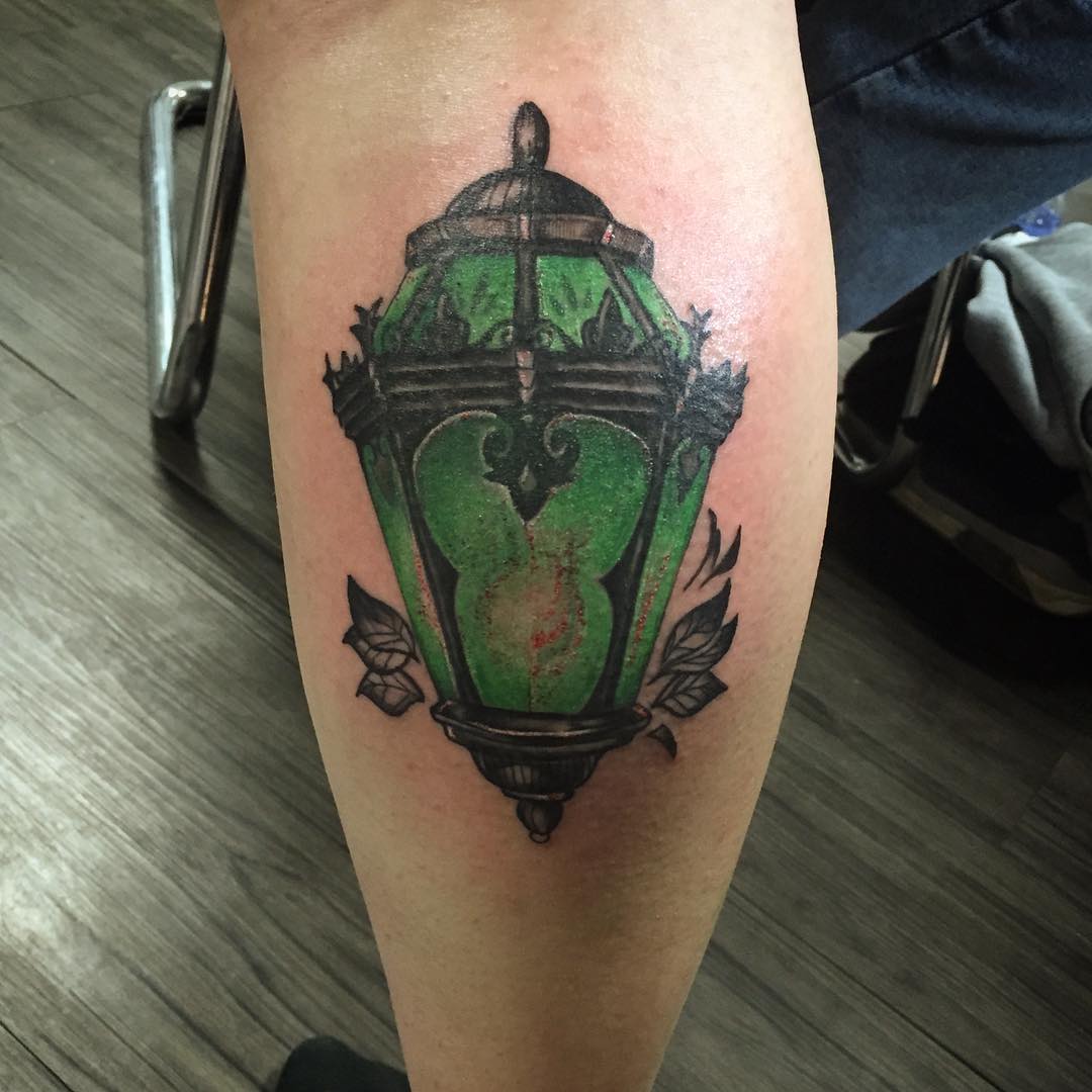 Cool Green Lantern Tattoo On Leg By Steve Janusz