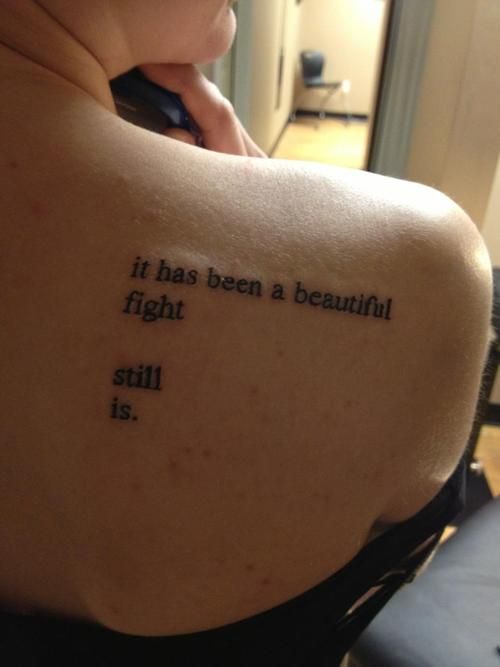 Cornered Poem Tattoo On Right Back Shoulder