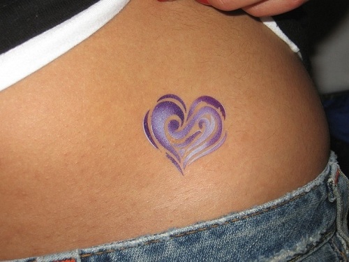 Creative Purple Infinity Heart Tattoo On Hip