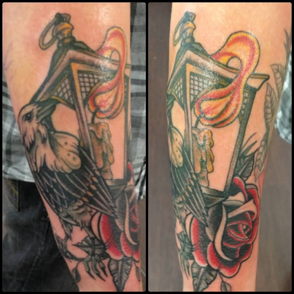 Crow And Chinese Lantern Tattoo By Itchysack