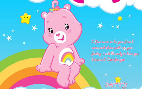 Cute Pink Care Bear Says I Just Want To Be Your Friend