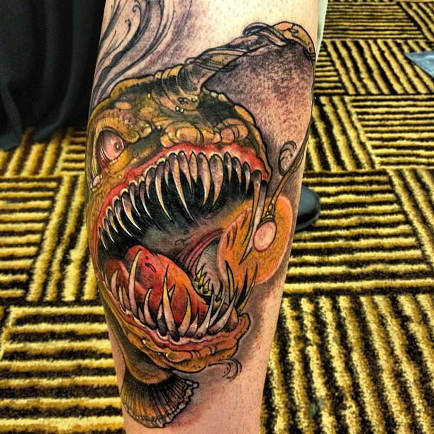 Dangerous Angler Fish Tattoo On Arm