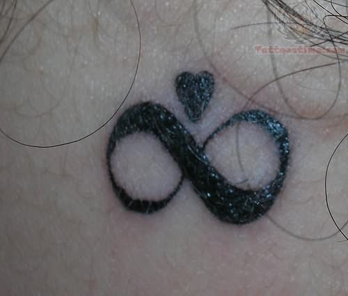 Dark Black Heart And Infinity Symbol Tattoo