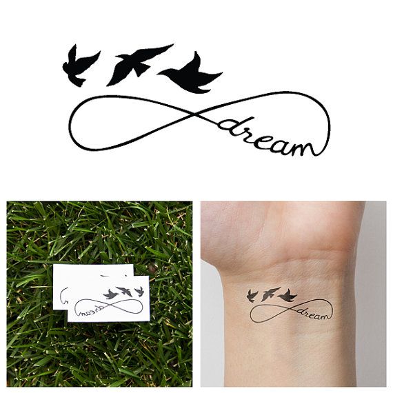 Dream Birds Infinity Symbol Temporary Tattoo