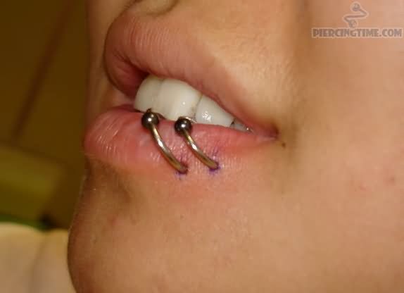 Dual Hoop Rings Lower Lip Piercing For Girls