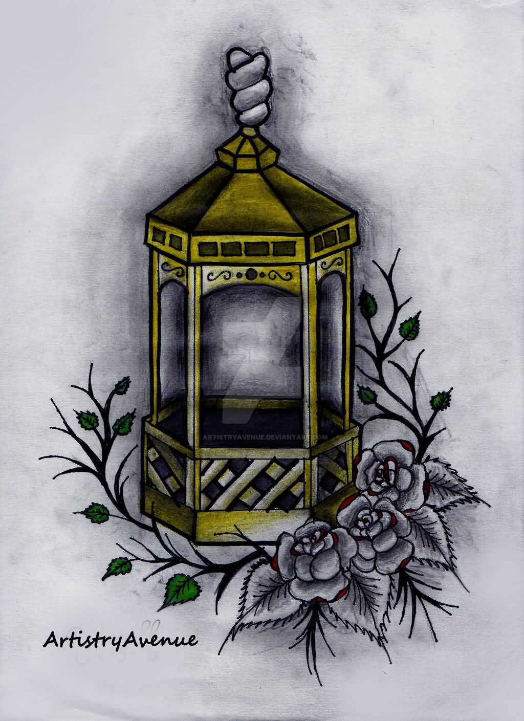 Empty Lantern Tattoo Design By ArtistryAvenue