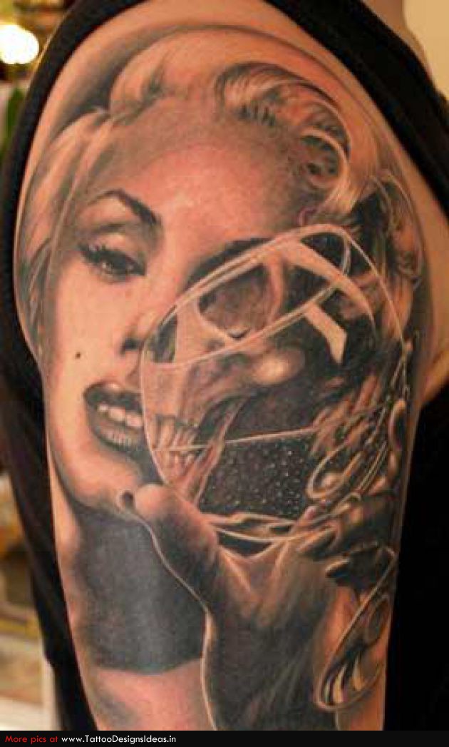 Fabulous Marilyn Monroe Skull Tattoo On Right Half Sleeve