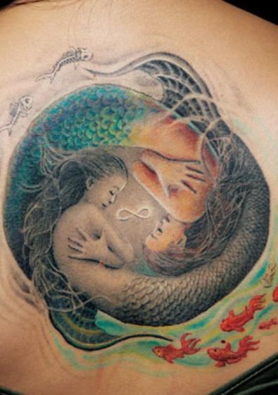 Fabulous Yin Yang Mermaids And Infinity Symbol Tattoo