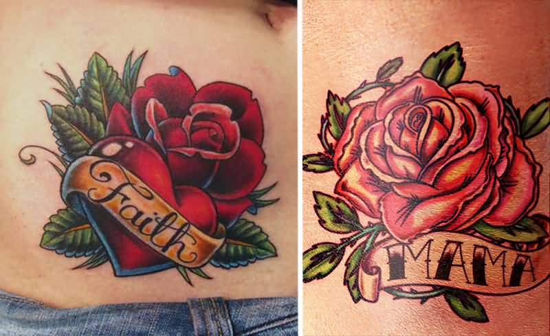 Faith And Mom Rose Old School Tattoo