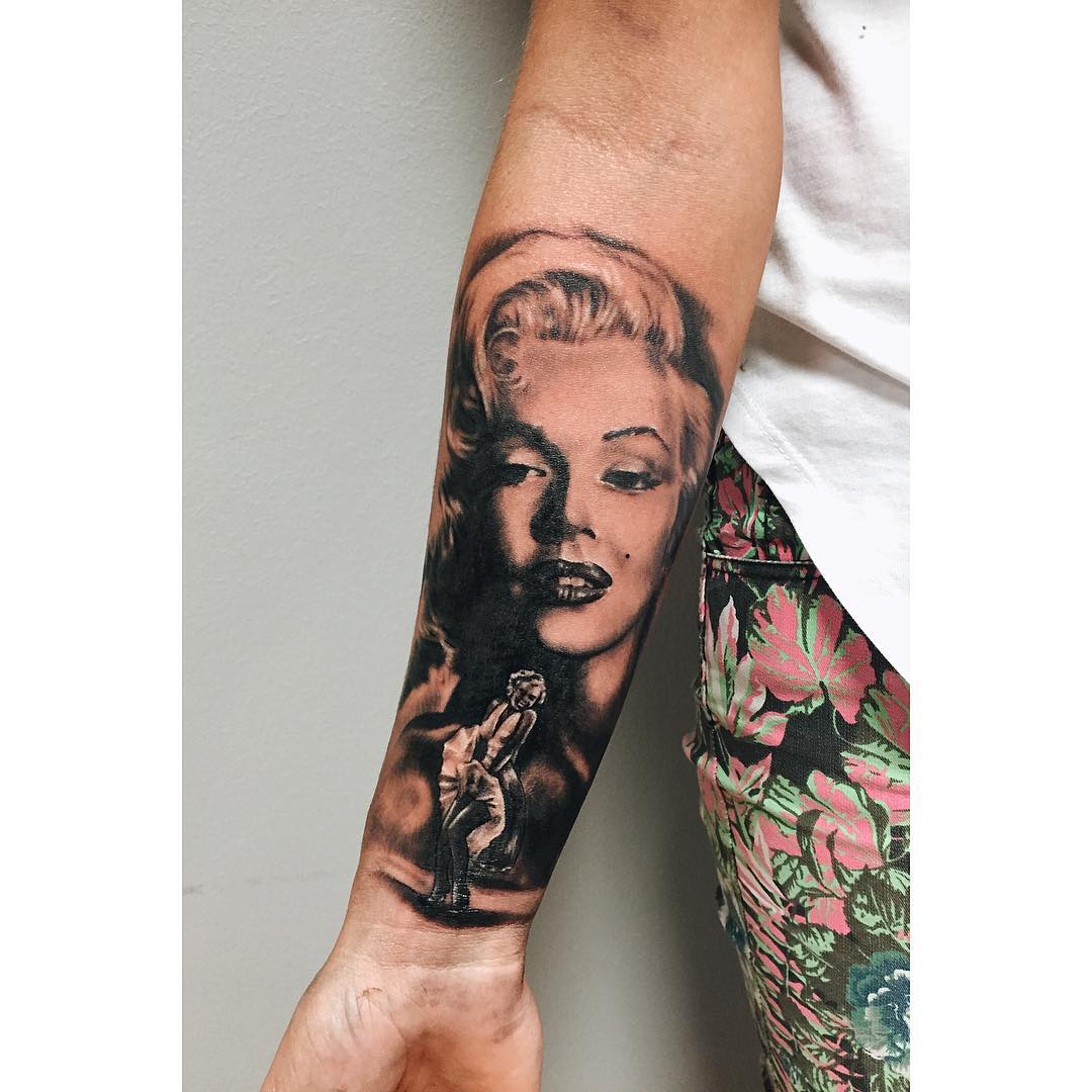 Fantastic Marilyn Monroe Tattoo On Forearm