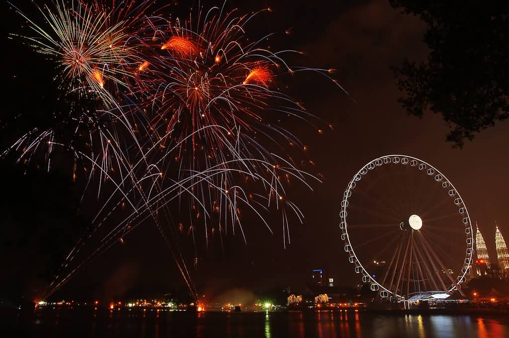 Fireworks In Kuala Lumpur During Malaysia Day Celebration