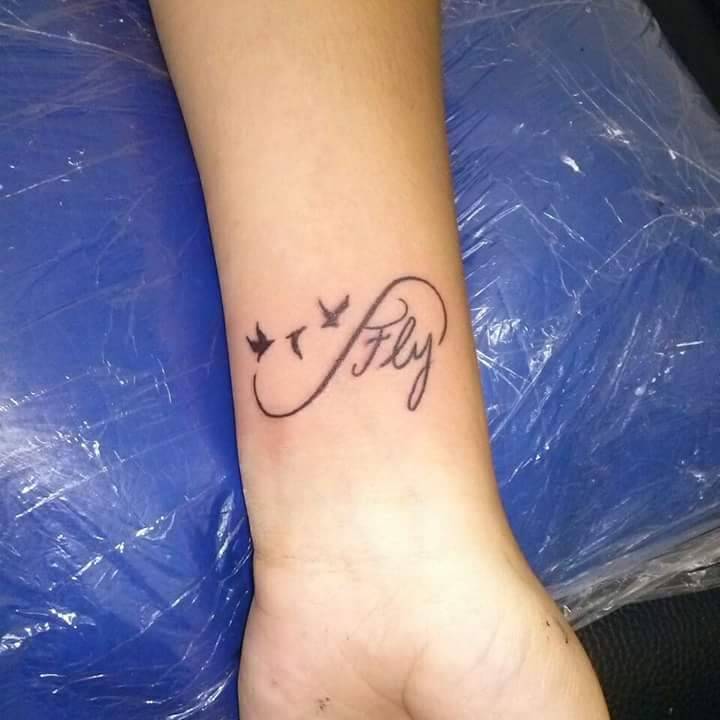 Fly Birds Infinity Symbol Tattoo On Wrist