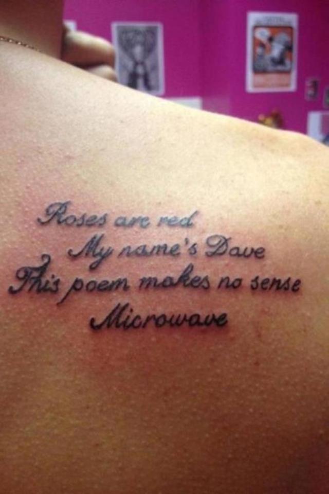 Funny Poem Tattoo On Right Back Shoulder
