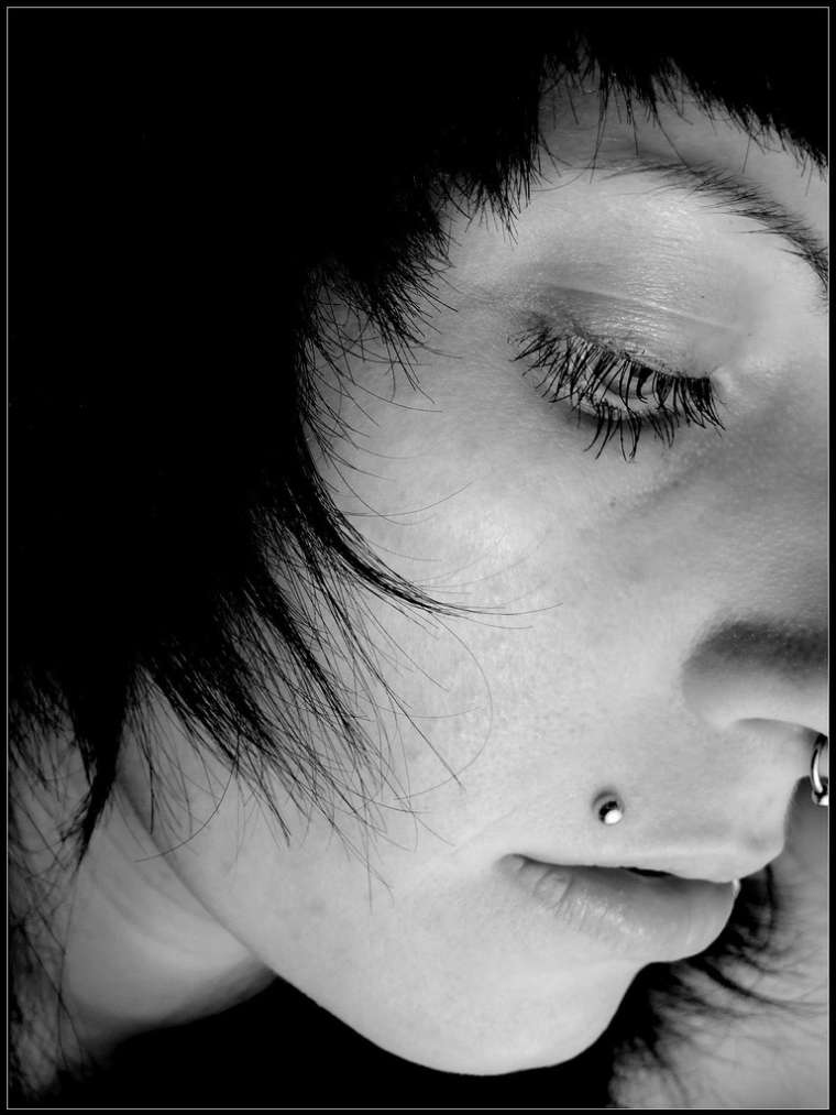 Girl With Bead Ring Septum And Monroe Piercing
