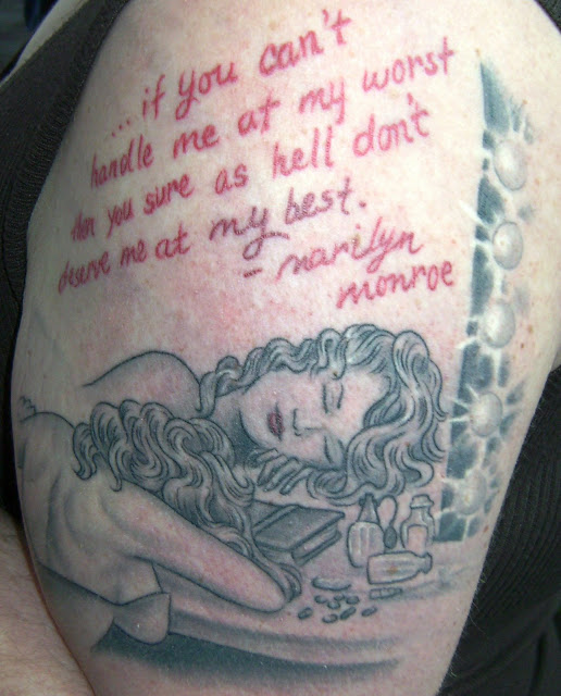 Girl With Red Marilyn Monroe Quote Tattoo