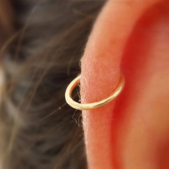 Gold Hoop Ring Cartilage Piercing Picture