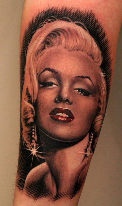 Gorgeous Marilyn Monroe Portrait Tattoo On Arm