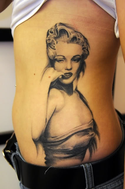 Gorgeous Marilyn Monroe Tattoo On Side Rib