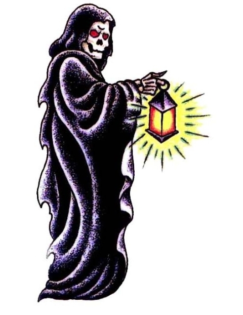Grim Reaper With Lantern Tattoo Design