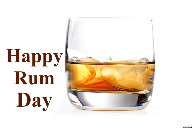 Happy National Rum Day With Closeup Of Glass With Rum