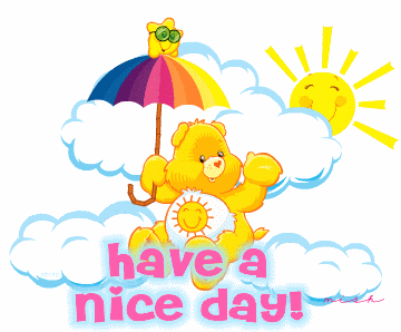 Have A Nice Day Care Bears Hanging With Umbrella Animated Picture
