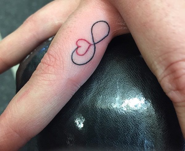 Heart Infinity Symbol Tattoo On Finger