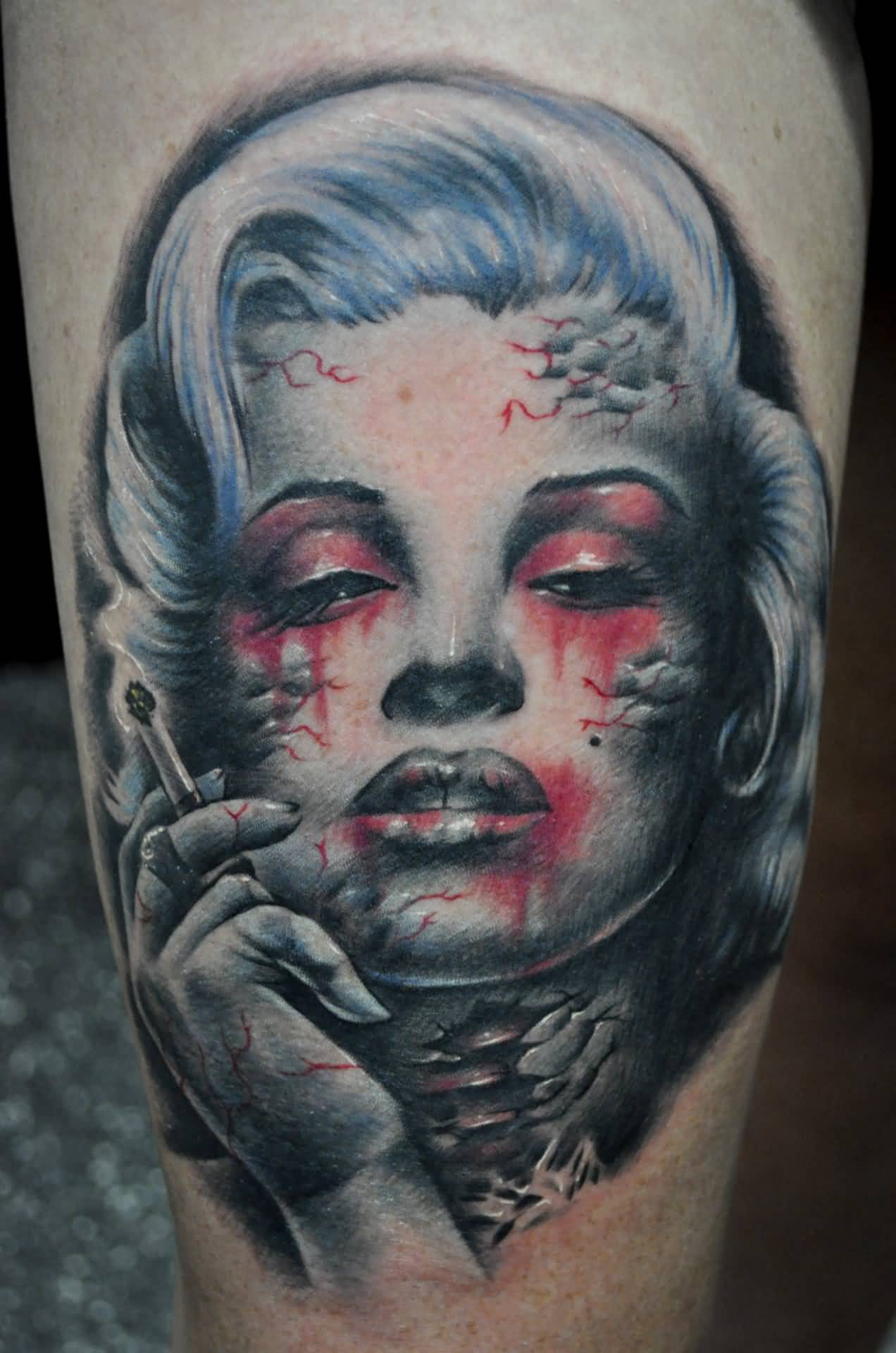 Horror Smoking Marilyn Monroe Tattoo By Benjamin Laukis