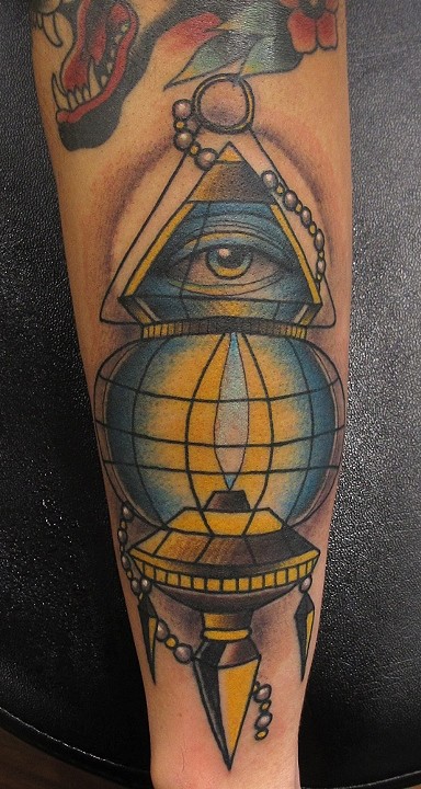 Illuminati Eye Lantern Tattoo On Arm By Heath Nock