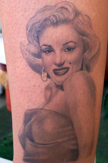Impressive Grey Marilyn Monroe Tattoo