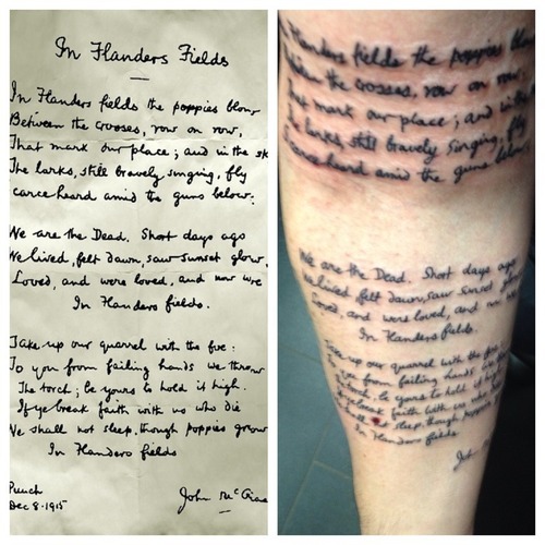 In Flanders Fields Poem Tattoo On Arm